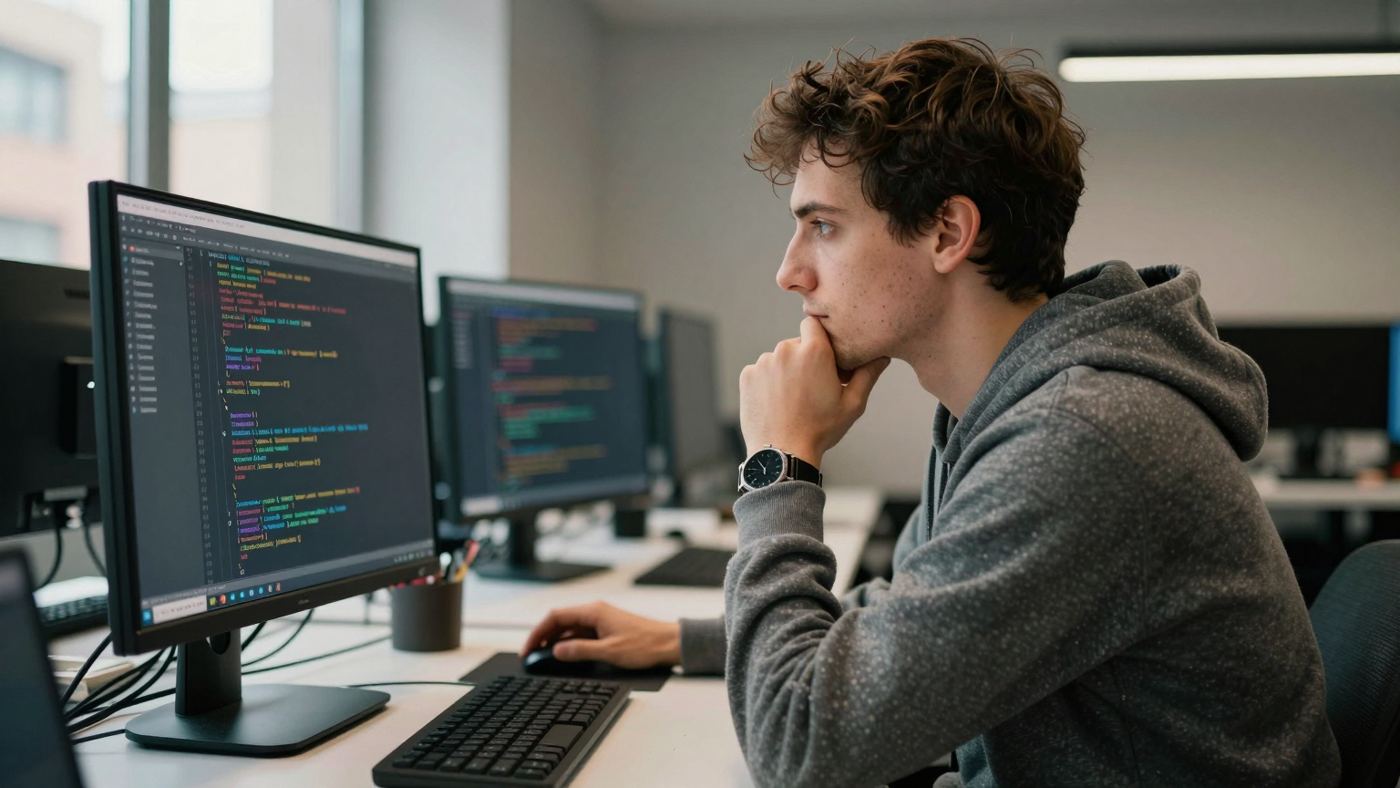 Programador trabajando en una aplicación web